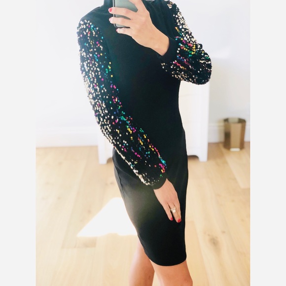 PHILADELPHIA Holiday Dress Long Sequin Sleeves - Picture 2 of 11